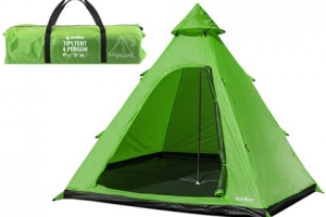 4 Person Tipi Tent Lime Green Camping Easy Storage Sleepovers